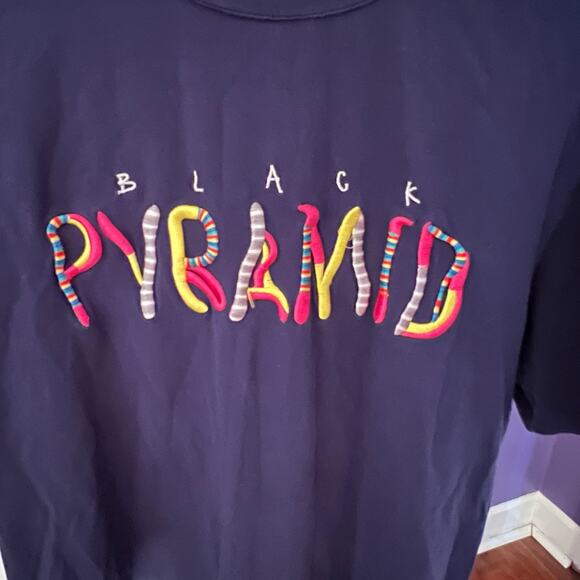 Black Pyramid Navy Short Sleeve Embroidered Shirt Size Medium - Picture 2 of 4